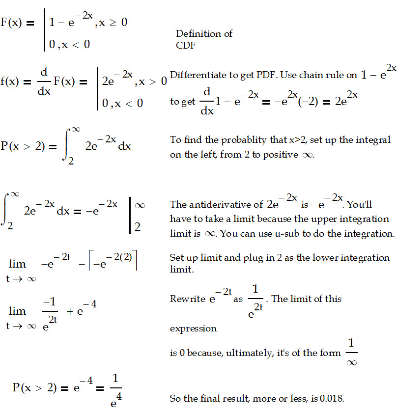 Converting A CDF To A PDF And Finding A Probability – Calculus Coaches