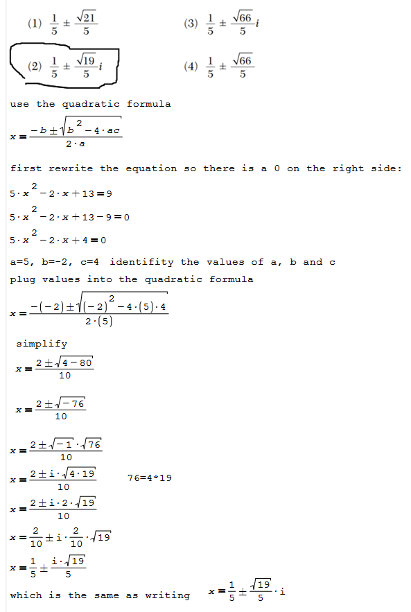 January2019AlgebrIIQuestion5SolutionNYRegents