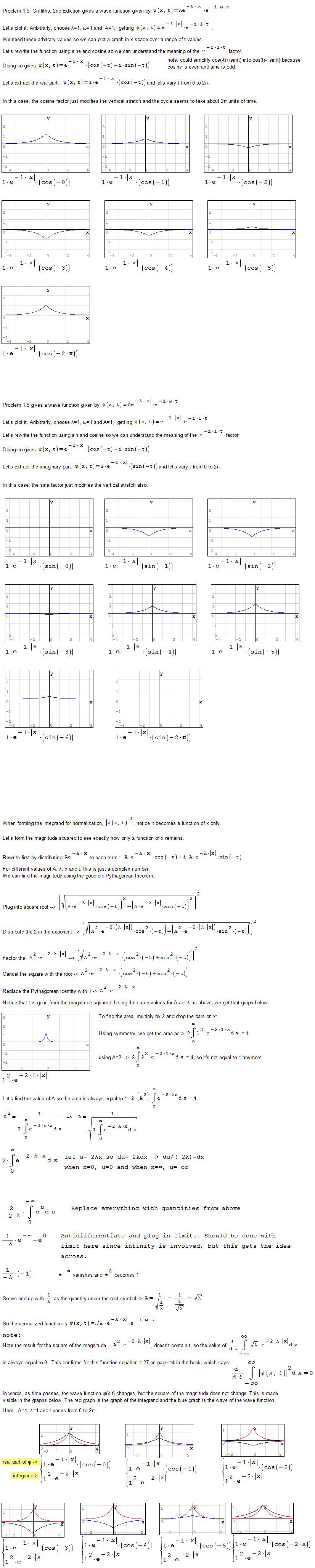 Problem 1.5 Griffiths 2nd Edition Quantum Mechanics Notes