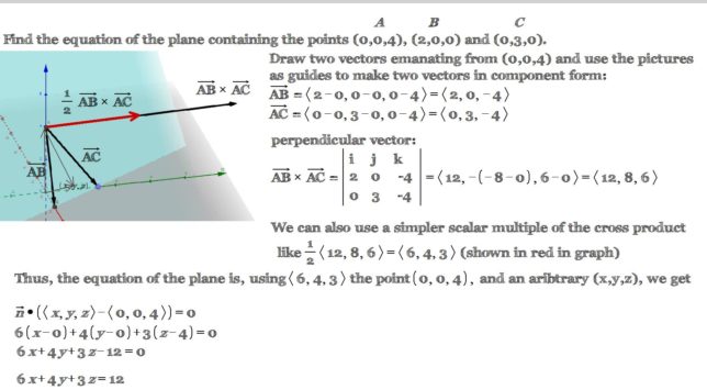 equation of a plane from three points in 3D | Calculus Coaches